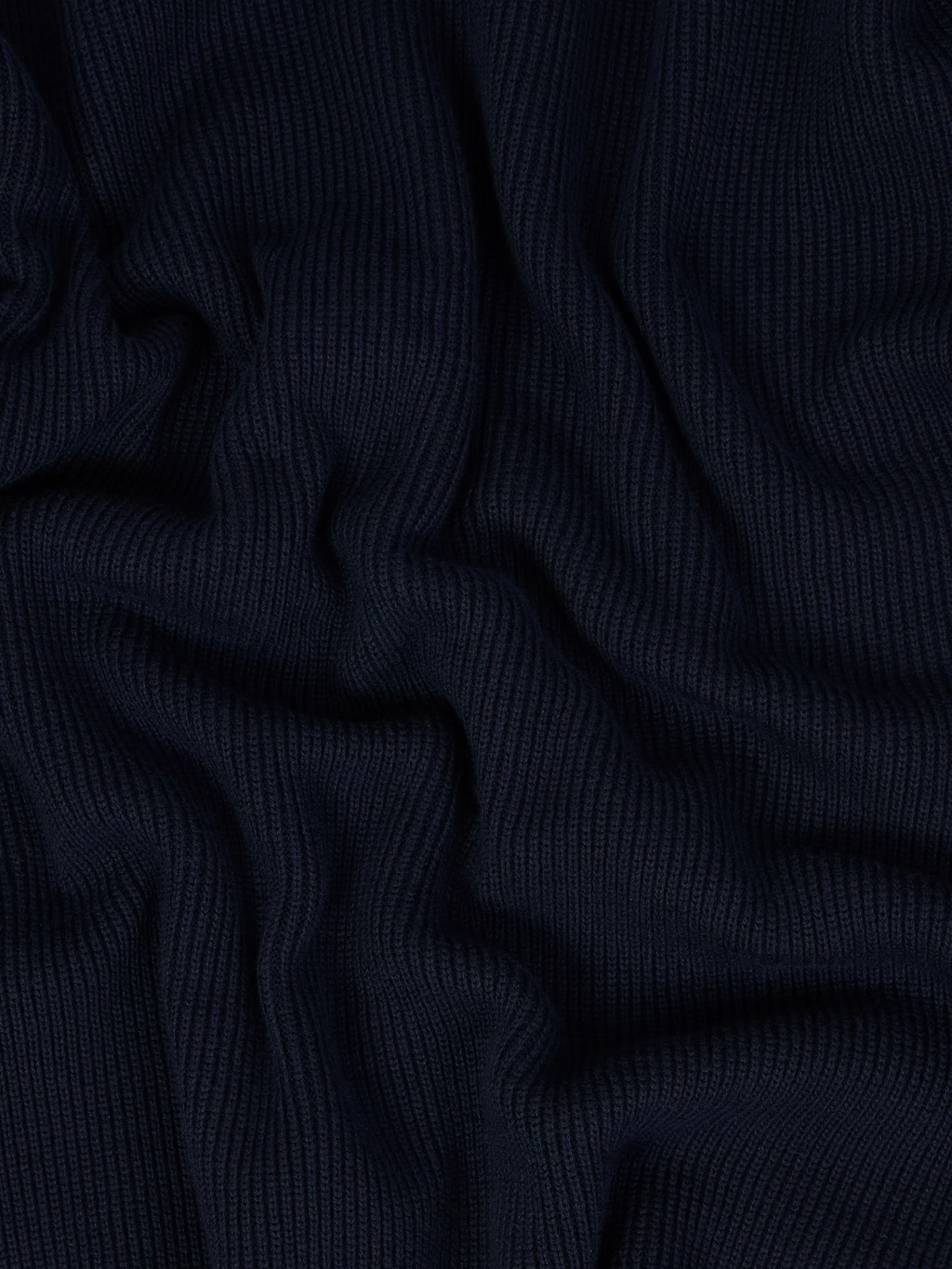 RIBBED KNITTED COTTON FULL-ZIP SWEATER NAVY BLUE