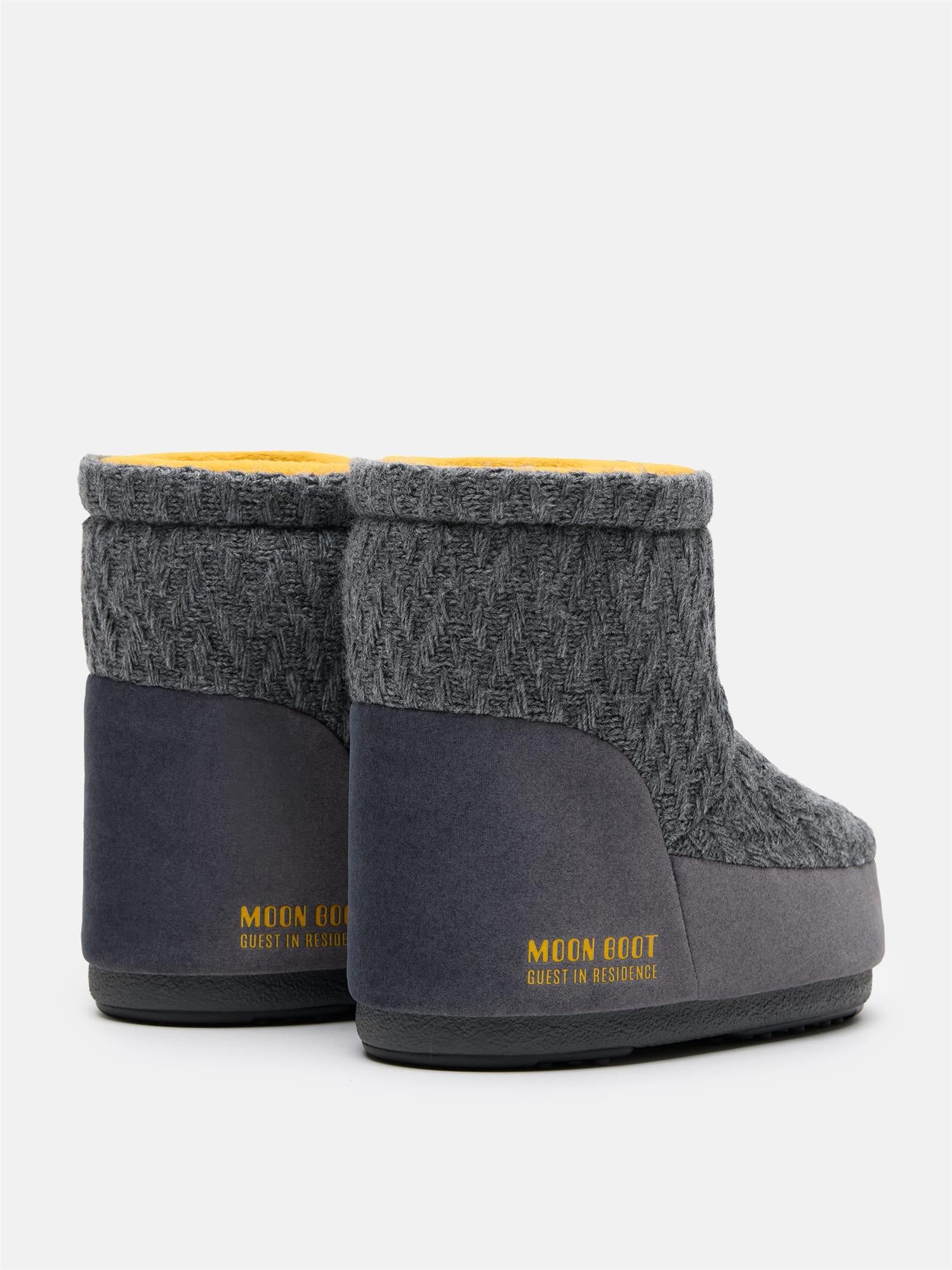 MOON BOOT X GUEST IN RESIDENCE ICON LOW NO LACE KNIT BOOTS GREY