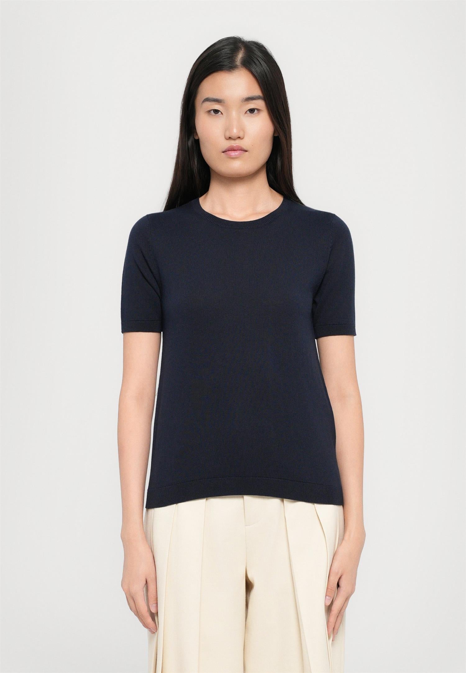 Agro cotton/silk knitted t-shirt Navy