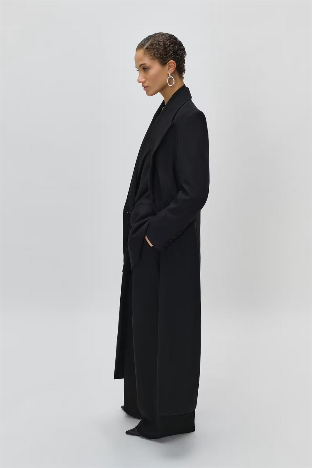 Jil Ann Polyester Blend Coat Black