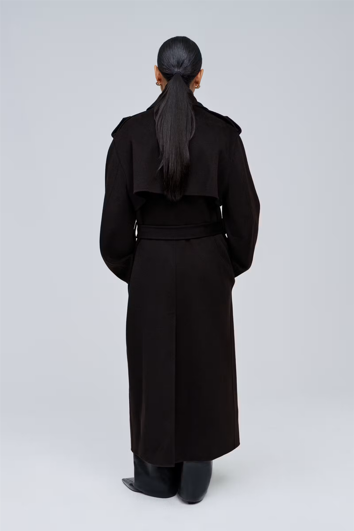 Camerona Long Wool Coat Dark Brown