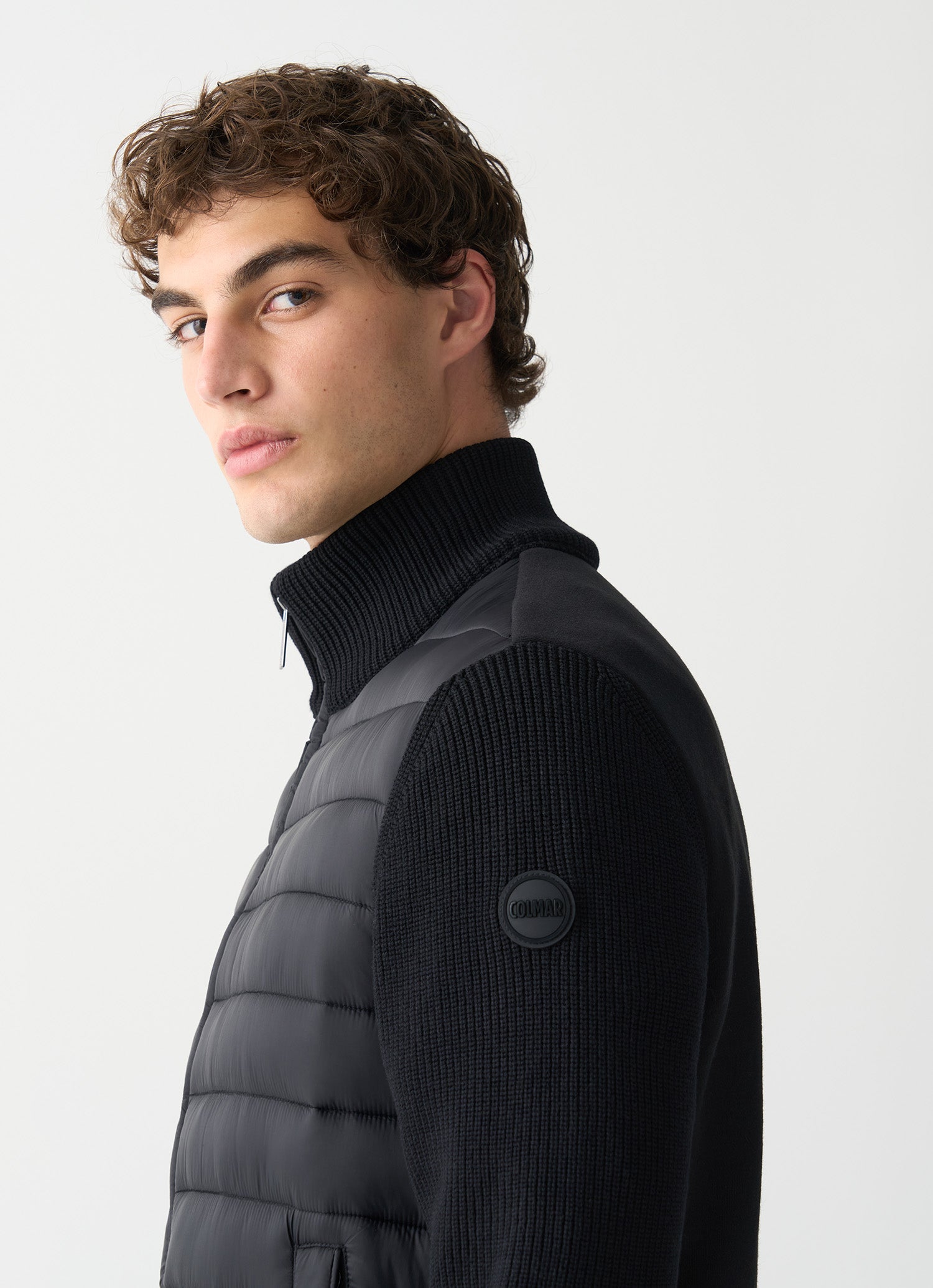 KNITTED THERMAL PADDED JACKET BLACK