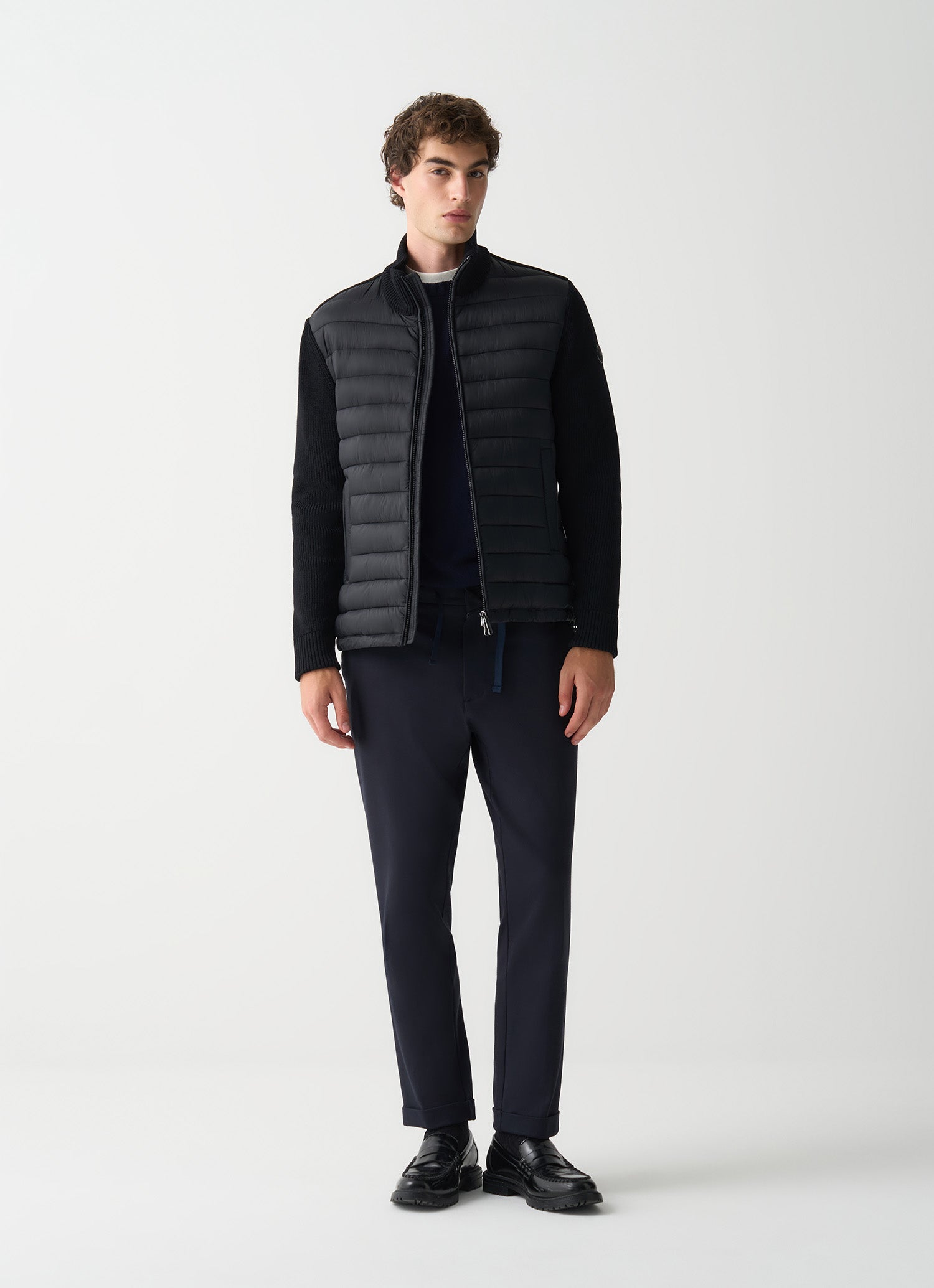 KNITTED THERMAL PADDED JACKET BLACK