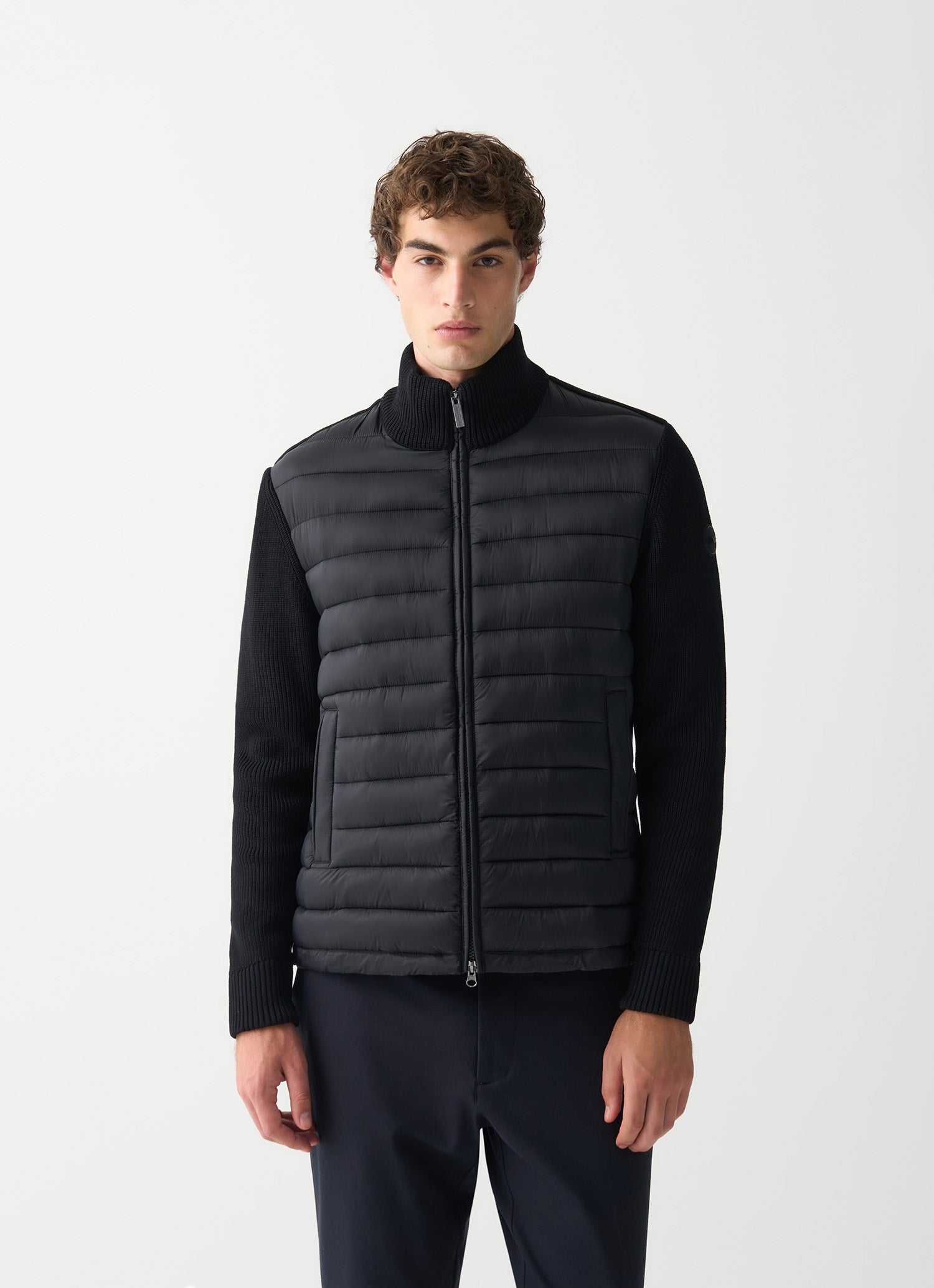 KNITTED THERMAL PADDED JACKET BLACK