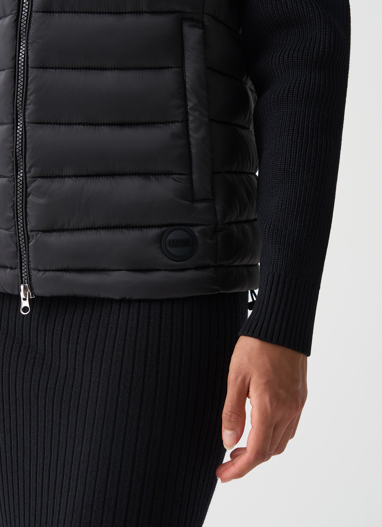 KNITTED PADDED HOODED JACKET BLACK