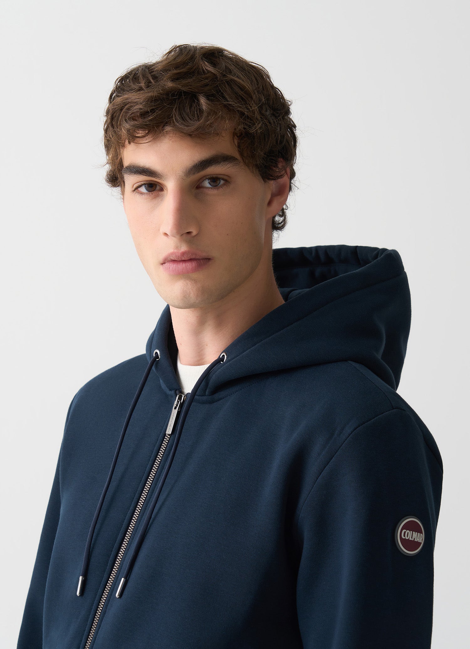 BRUSHED ZIP-HOOD SWEATSHIRT NAVY Blue