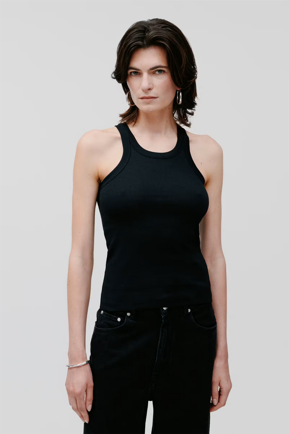 Finley Ribbed Tank Top Black