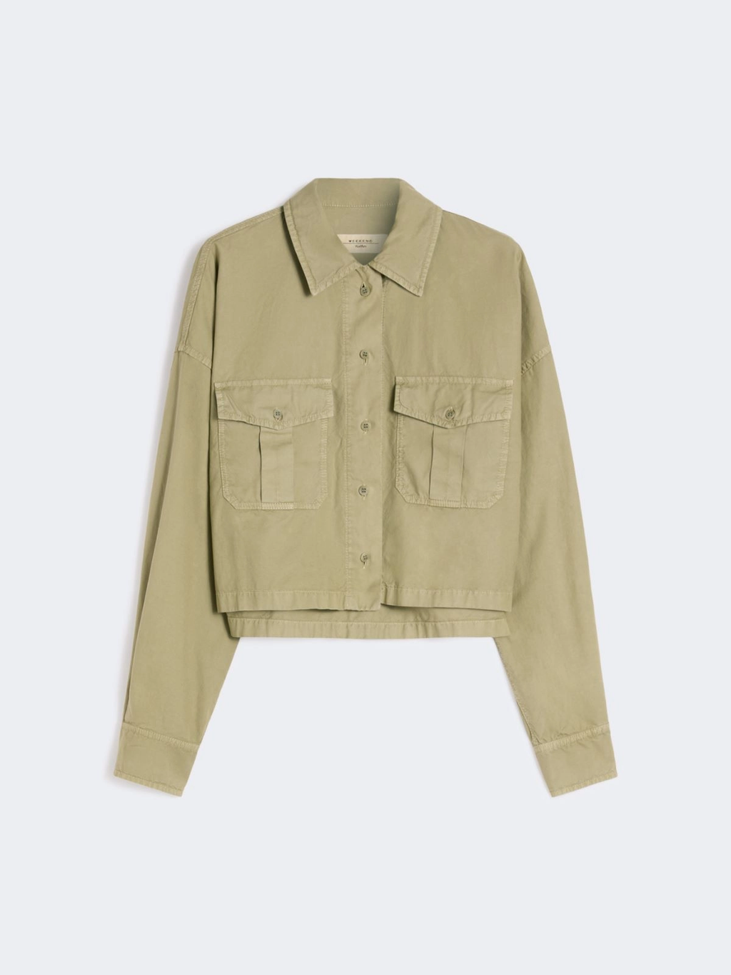 ACCENNI Boxy Cotton Panama Shirt OLIVE GREEN