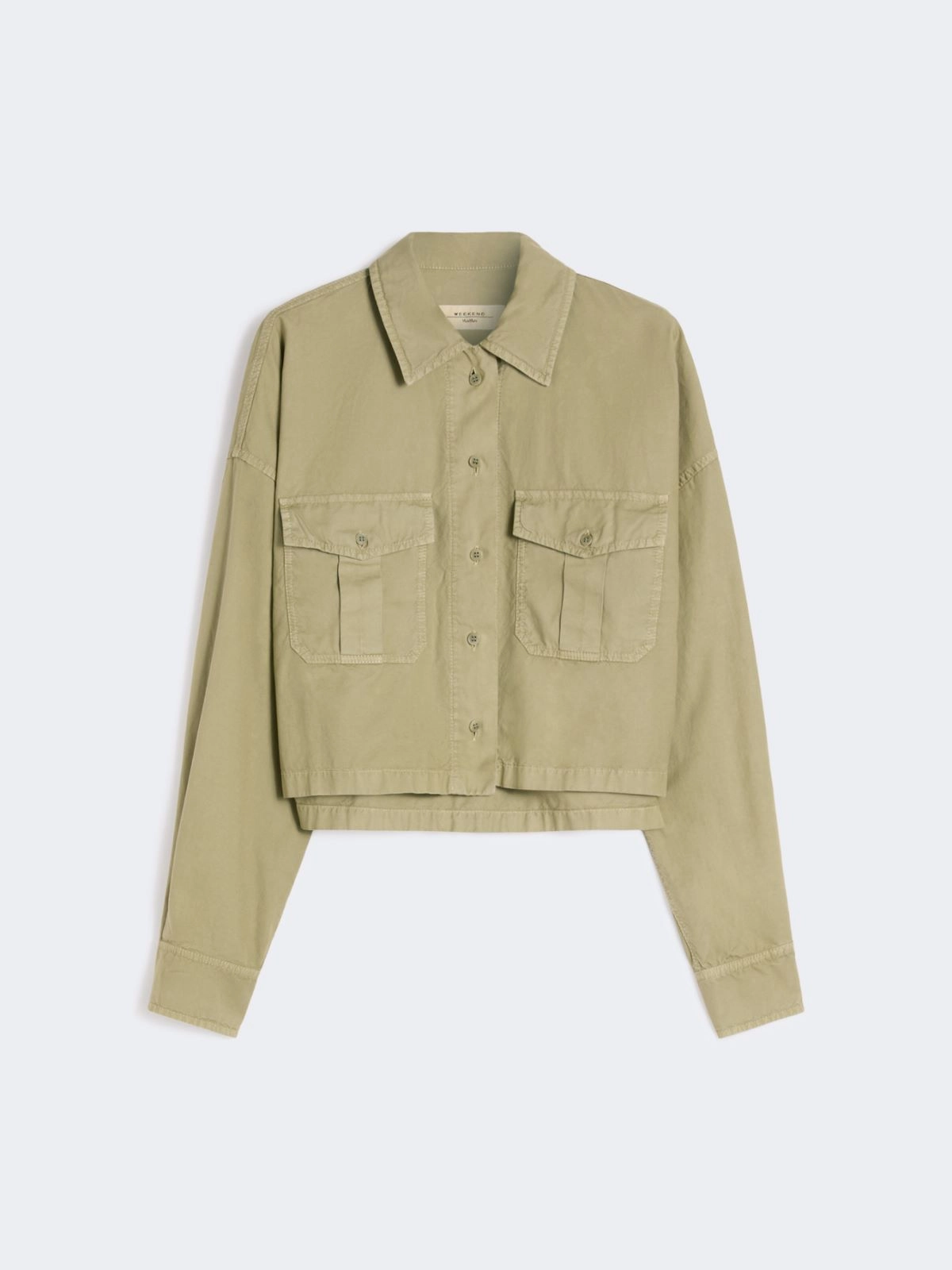 ACCENNI Boxy Cotton Panama Shirt OLIVE GREEN