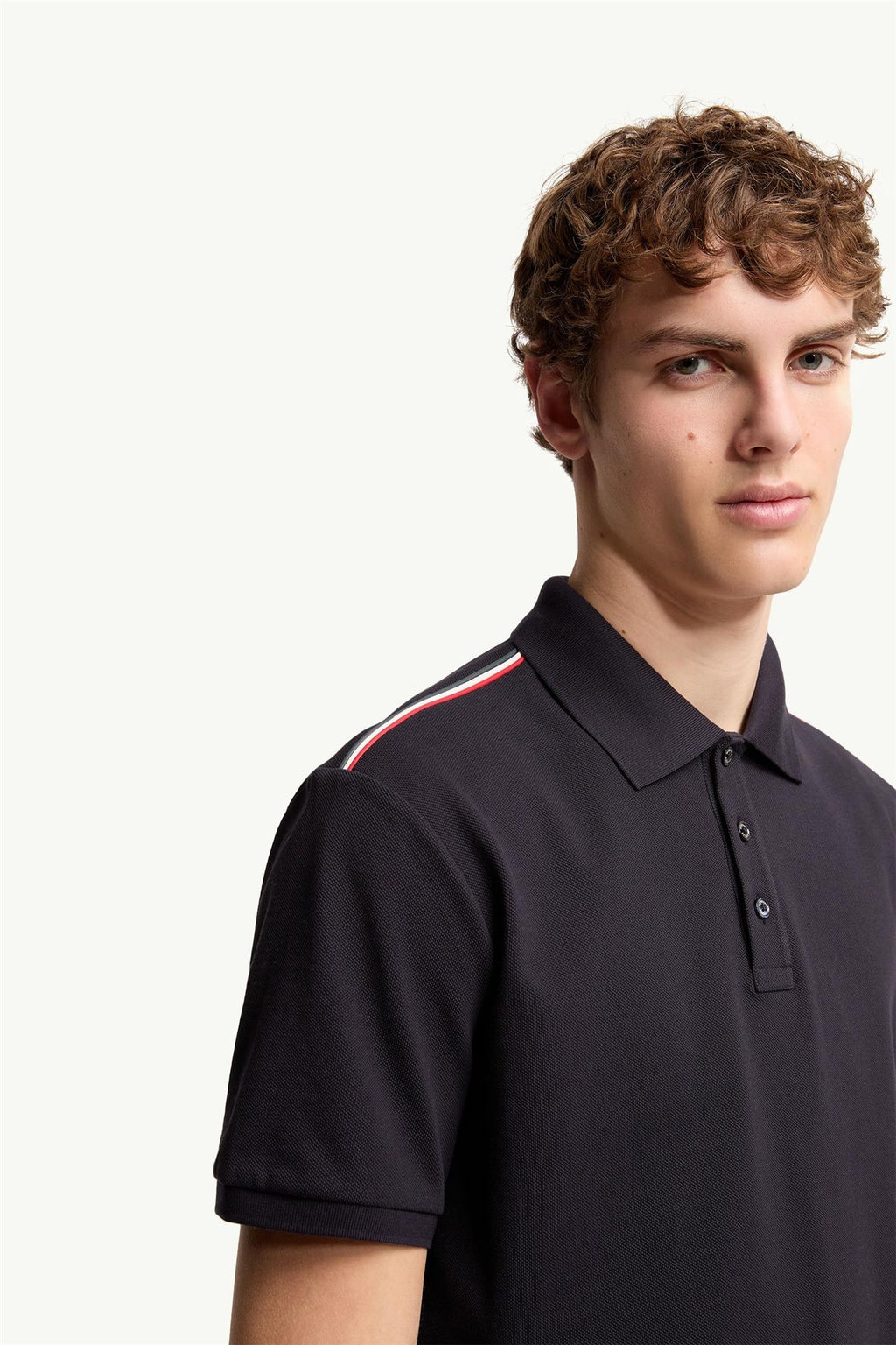 Tricolor-Trimmed Cotton Piquet Polo Shirt BLUE