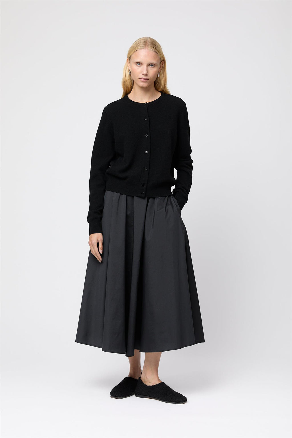 Vivienne Taffeta Midi Skirt Black