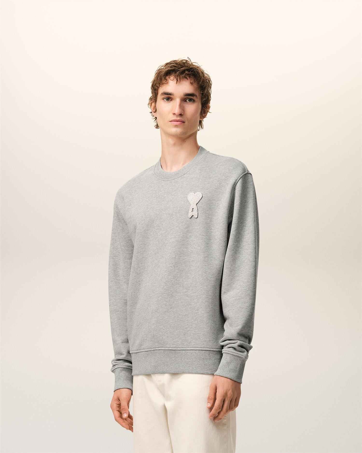LOOPBACK COTTON ADC Crochet LOGO SWEATSHIRT GREY