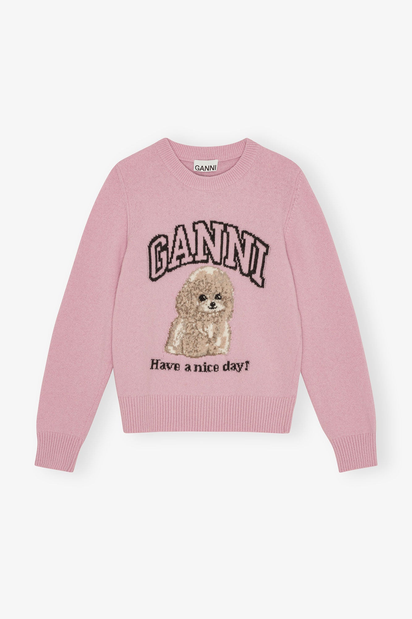 Wool Blend Poodle Crewneck Chalk Pink