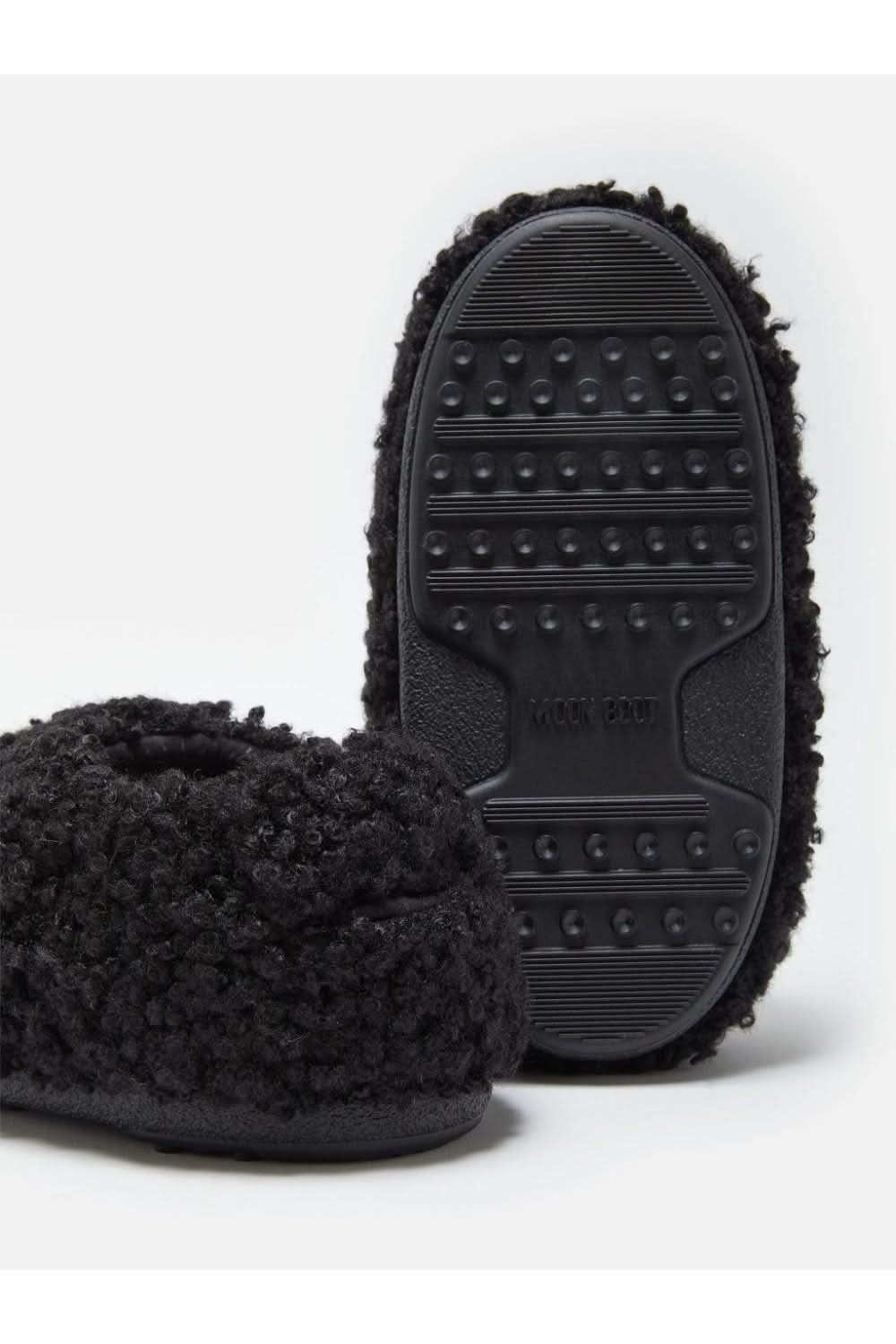 FAUX Astrakan CURLY SANDAL Band Black