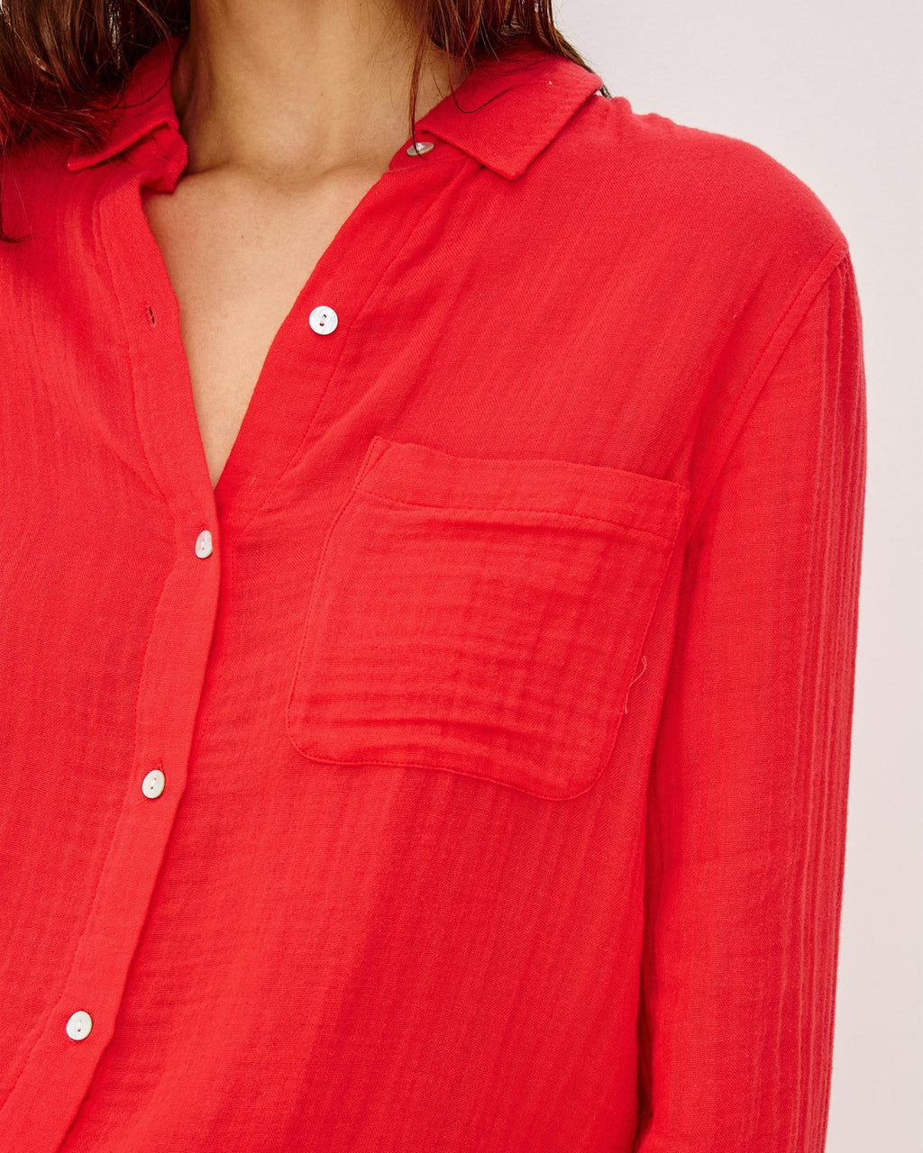 ELLIS WOVEN MUSSELIN SHIRT CHERRY