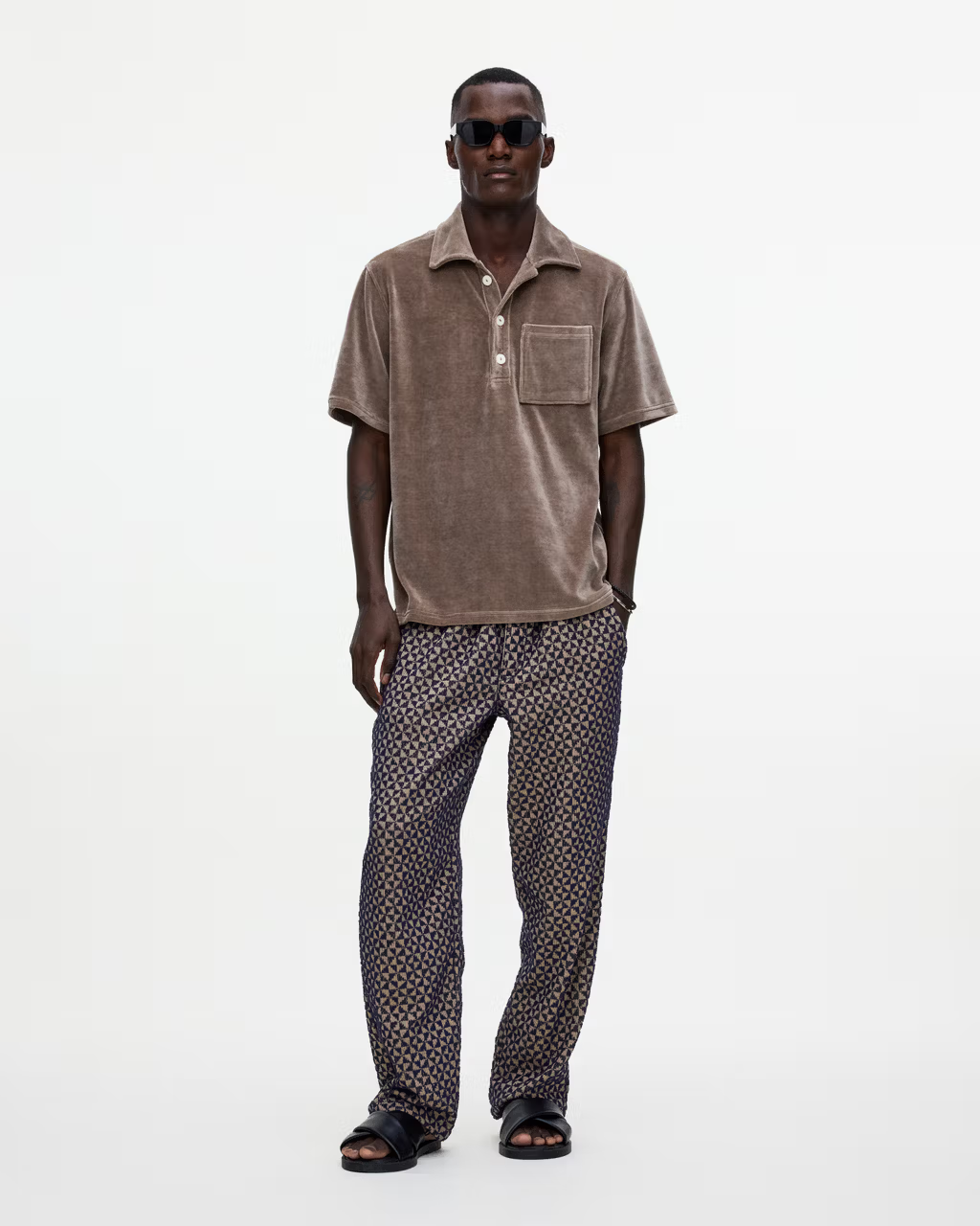 Girona Velour Polo Shirt Taupe Brown