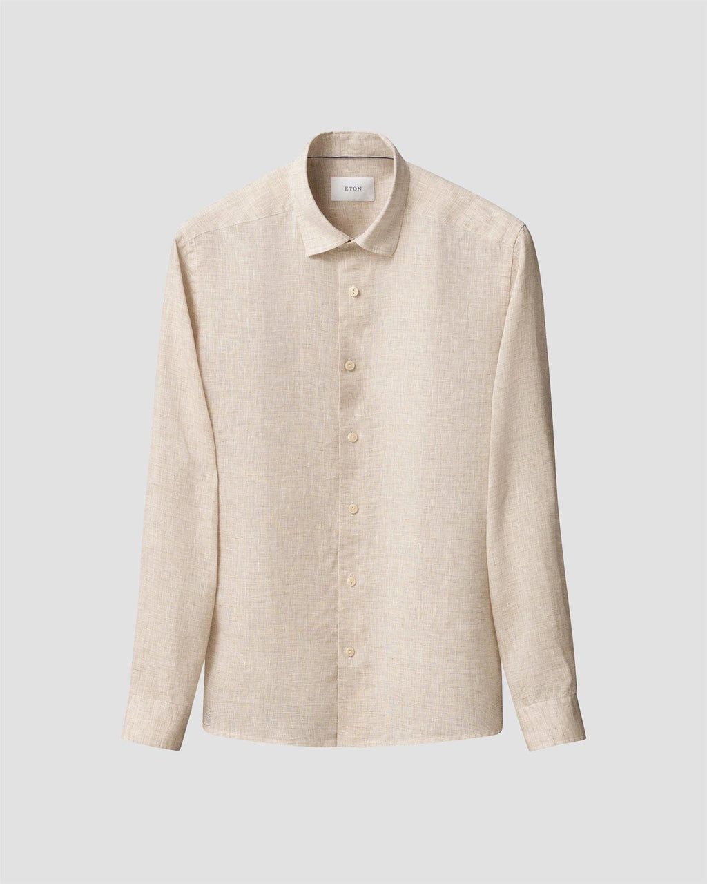 Casual Fit Solid Linen Shirt Beige