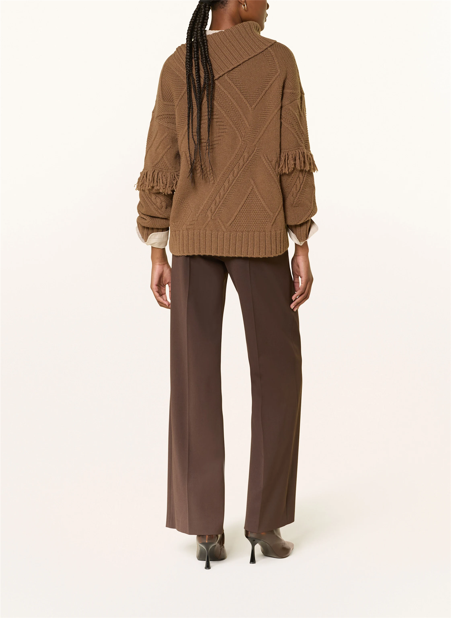 MASTRO wool cable-knit sweater Brown