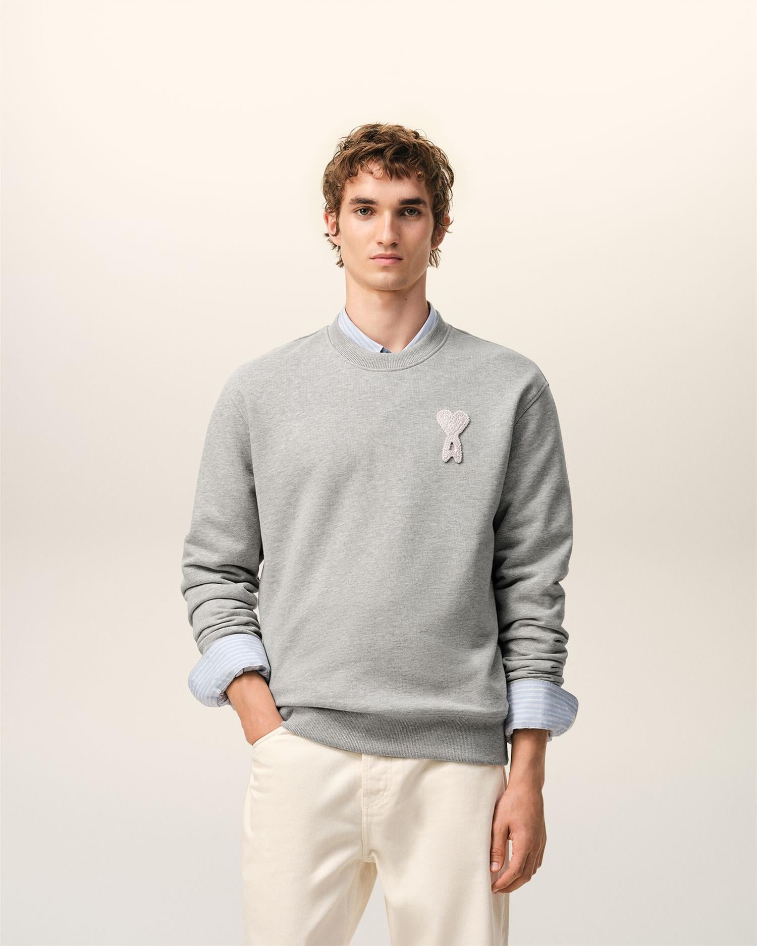 LOOPBACK COTTON ADC Crochet LOGO SWEATSHIRT GREY – Walero