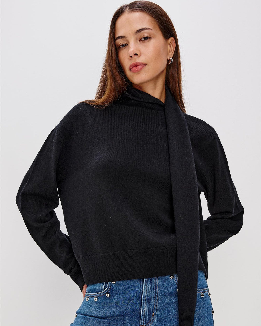 CORTINA SCARF SWEATER Black