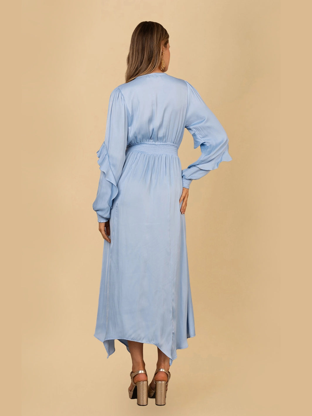 KAMILAH Solid Long Dress BLUE