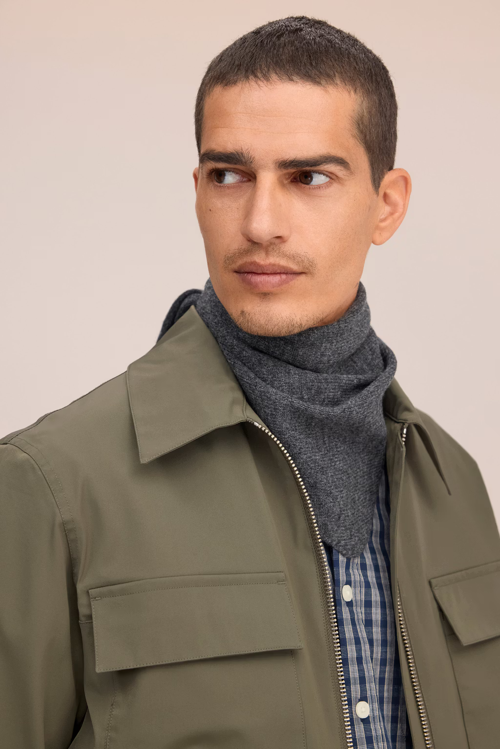 Triangle 6623 Smooth Wool Scarf Charcoal Mist
