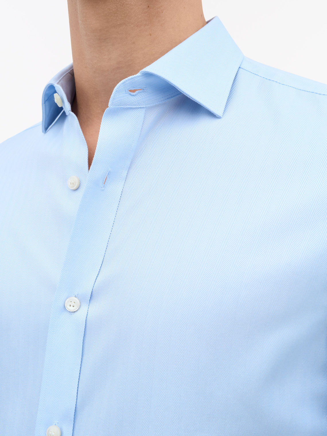 Adley C Herringbone Shirt Light Blue