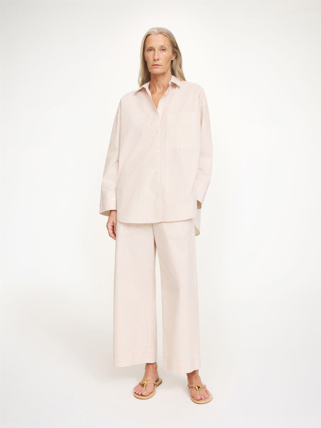 DERRIS Organic Cotton Shirt Dark Sand Strip