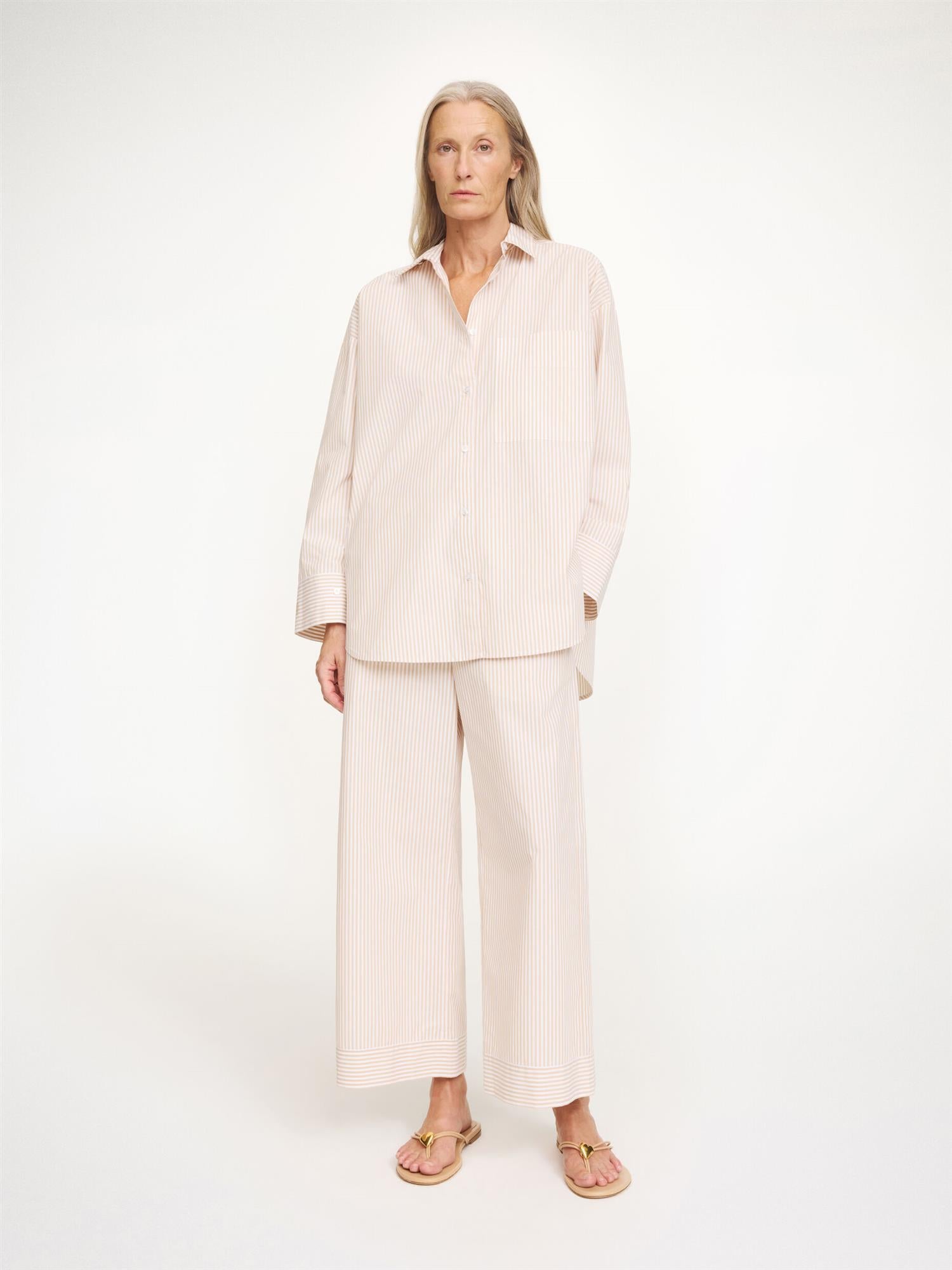 DERRIS Organic Cotton Shirt Dark Sand Strip