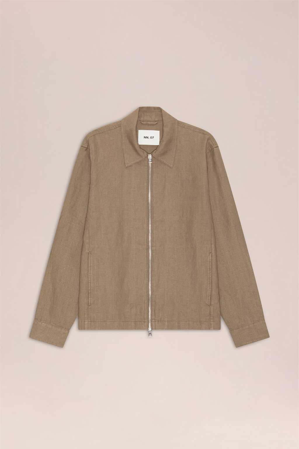 Alban 1454 Zipped Linen Overshirt Clay Mirage