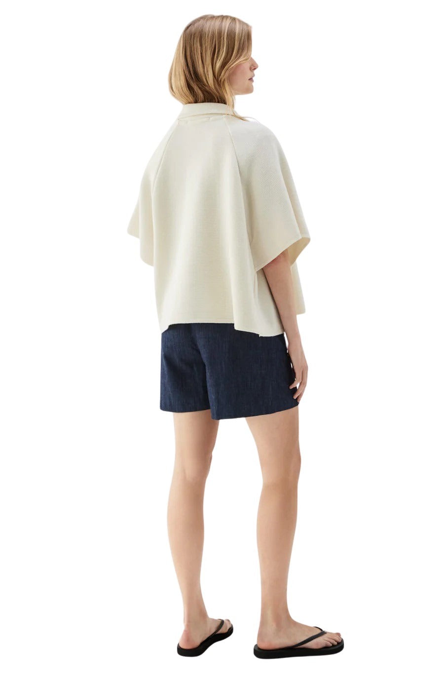 GERTRUDE SHORT WOOL CAPE Ecru