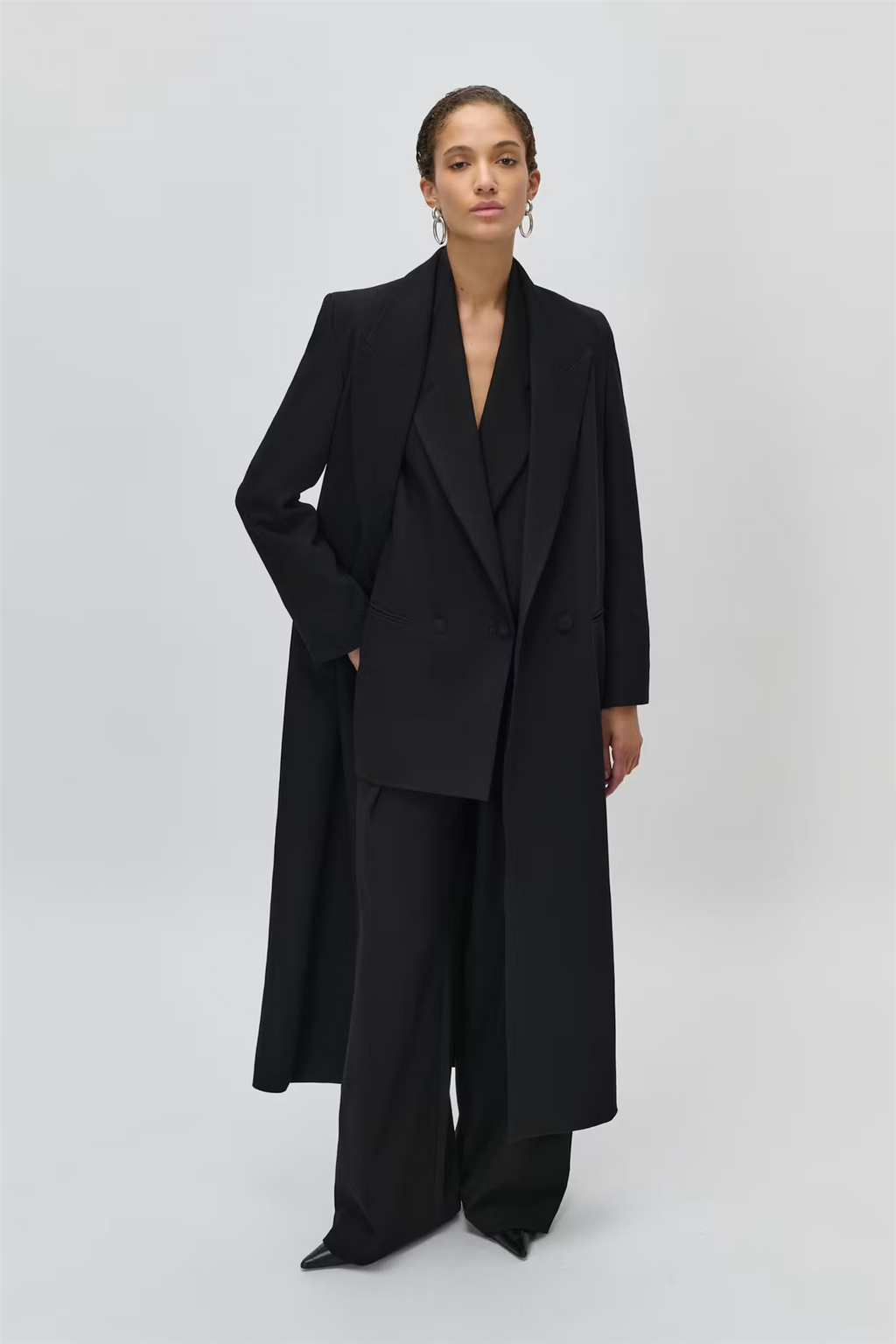 Jil Ann Polyester Blend Coat Black