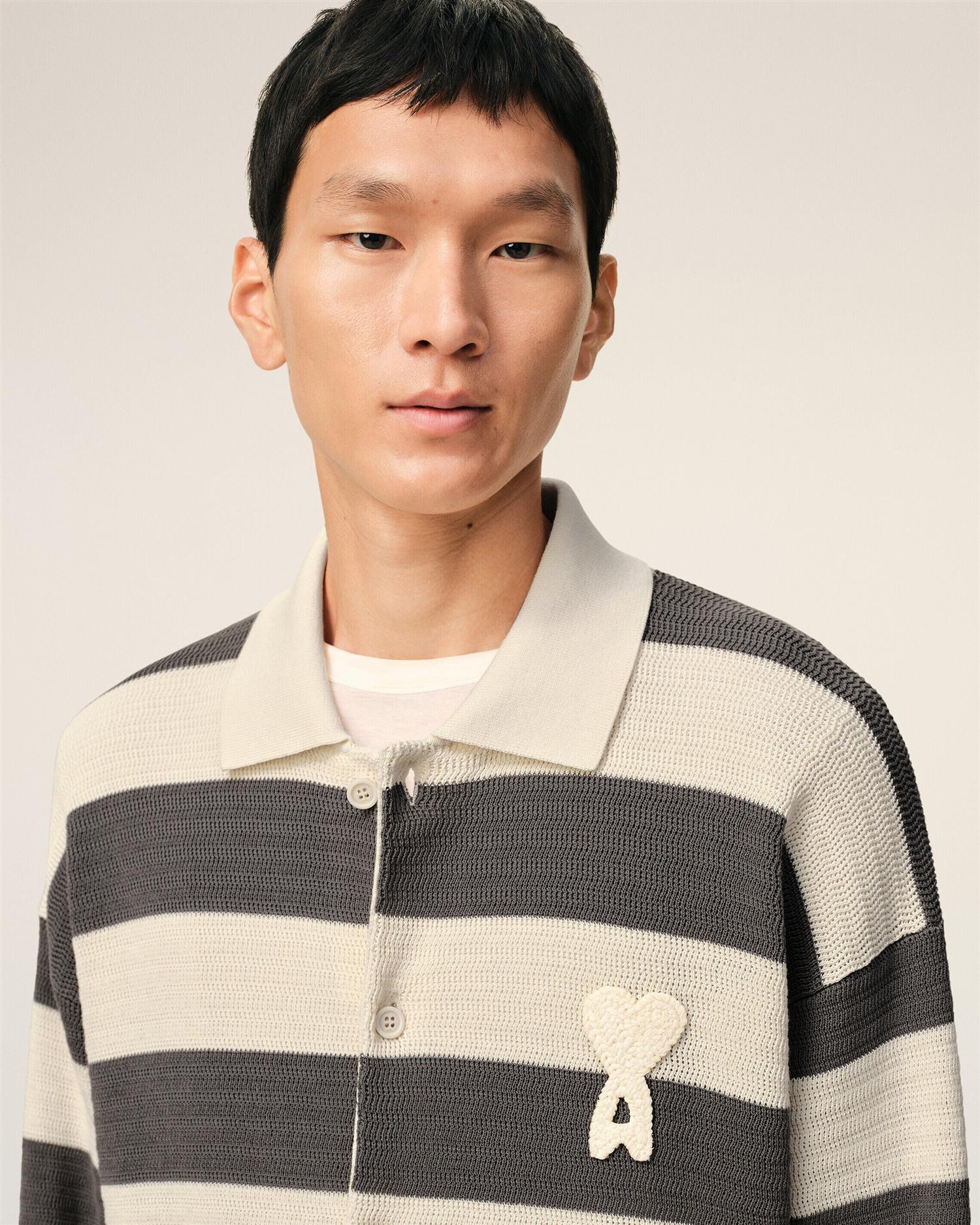 ADC PATCH POLO CARDIGAN WHITE CREAM/CARBONE
