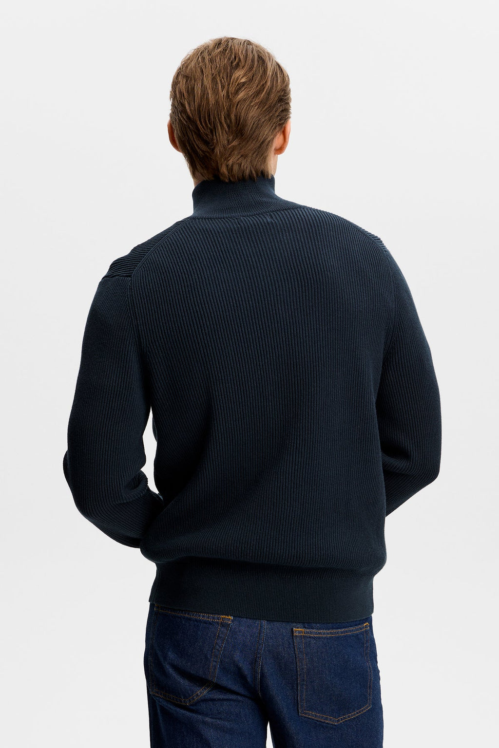 Alexis RIBBED COTTON Full Zip SWEATER JL Navy
