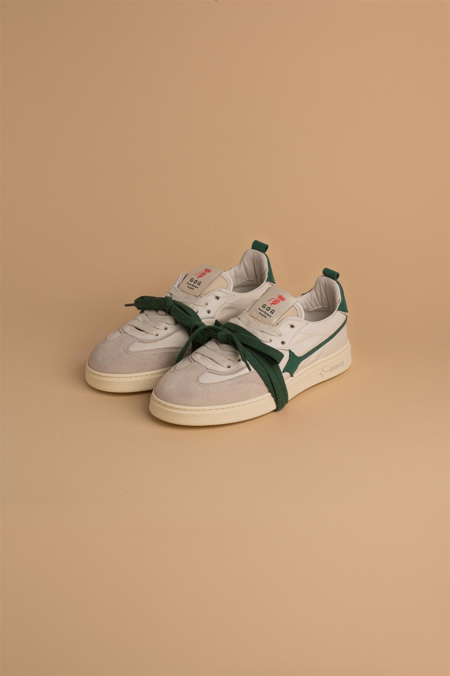 Earth Leather Sneaker Off White/Green