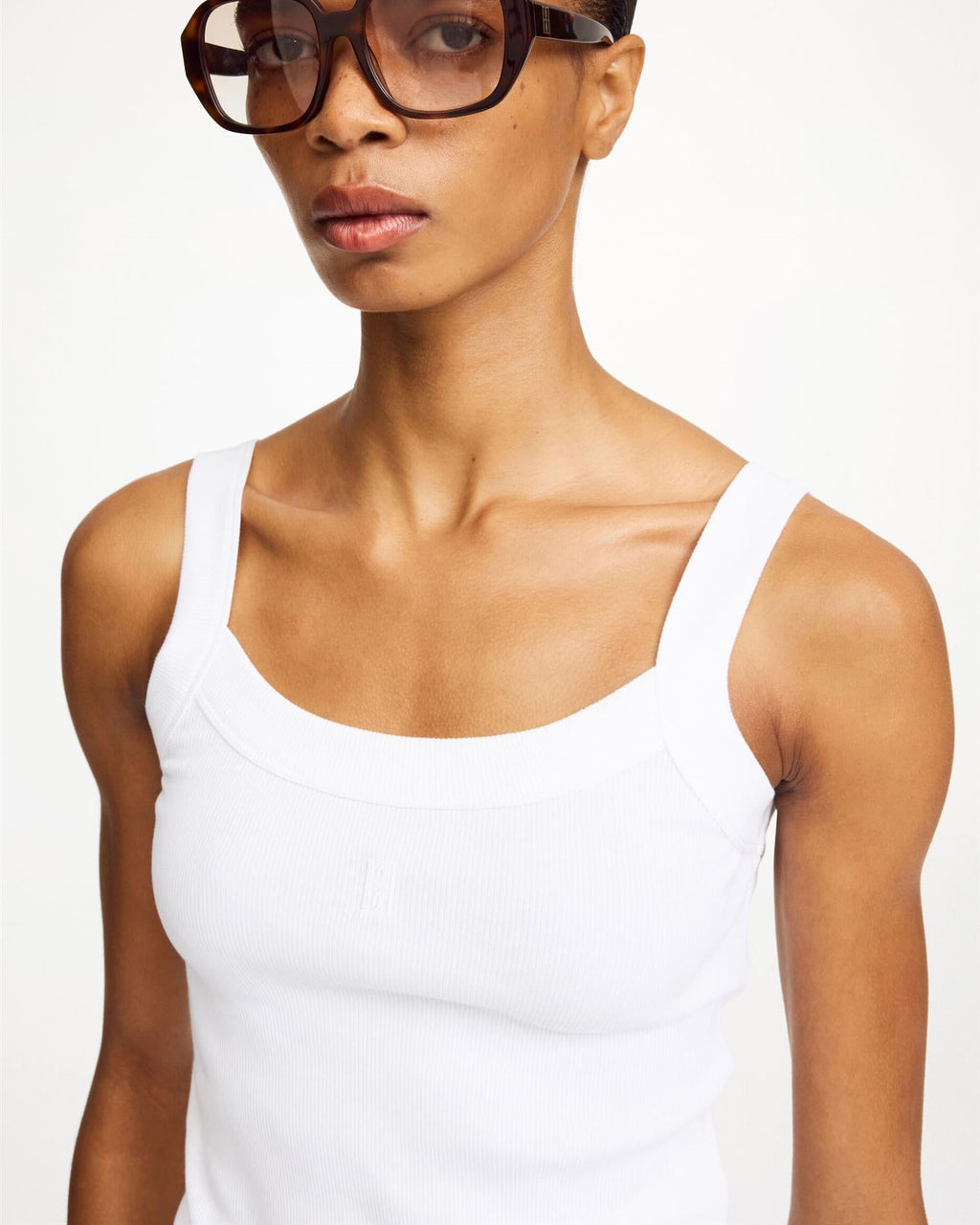 FRILLIO Ribbed Tank Top Pure White