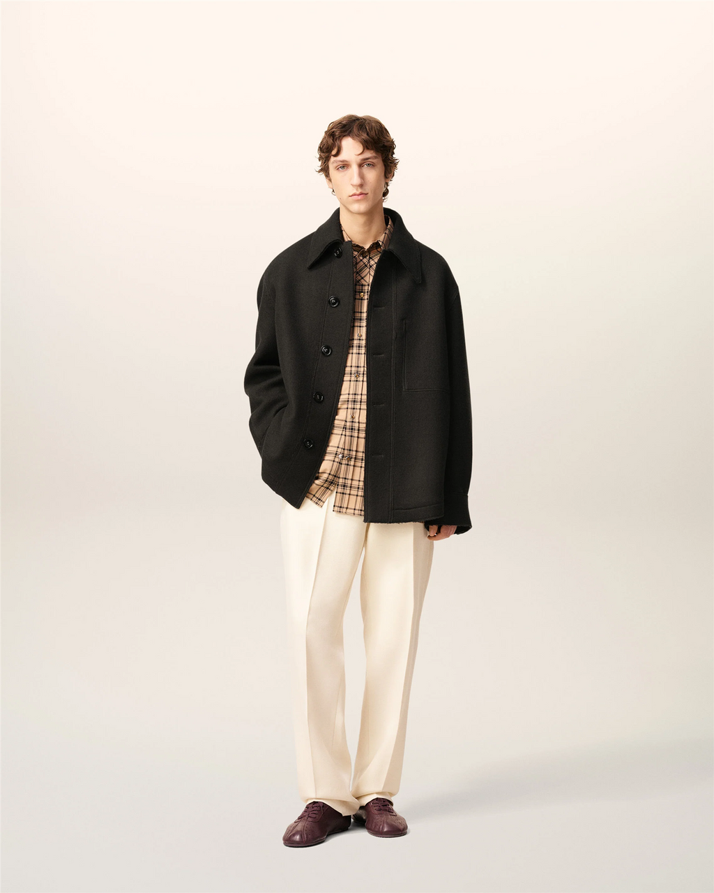 BOILED WOOL BUTTONED JACKET ANTHRACITE