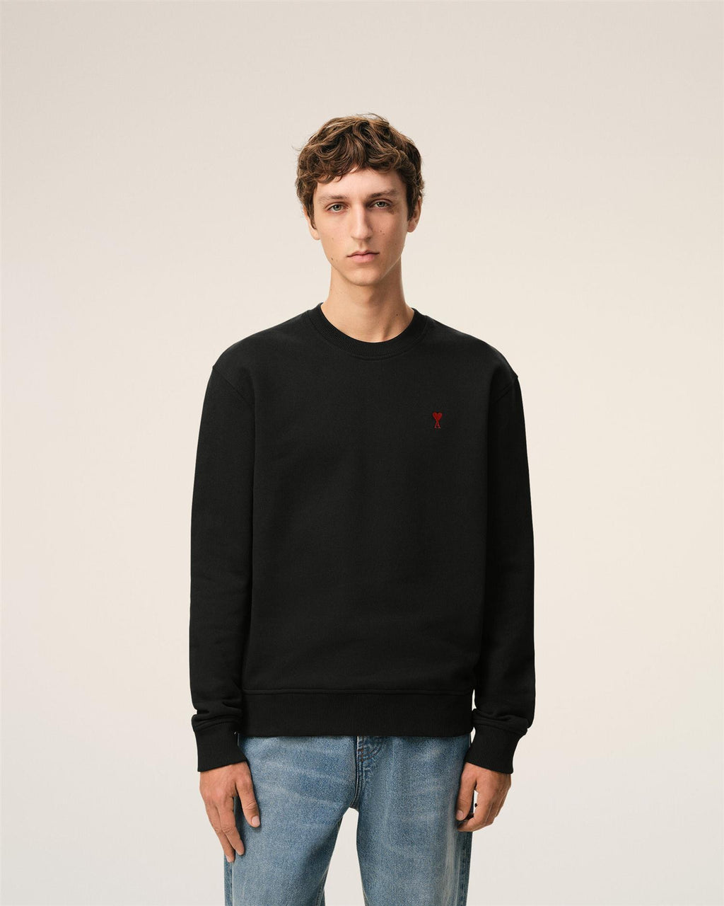 LOOPBACK COTTON AMI DE COEUR SWEATSHIRT BLACK