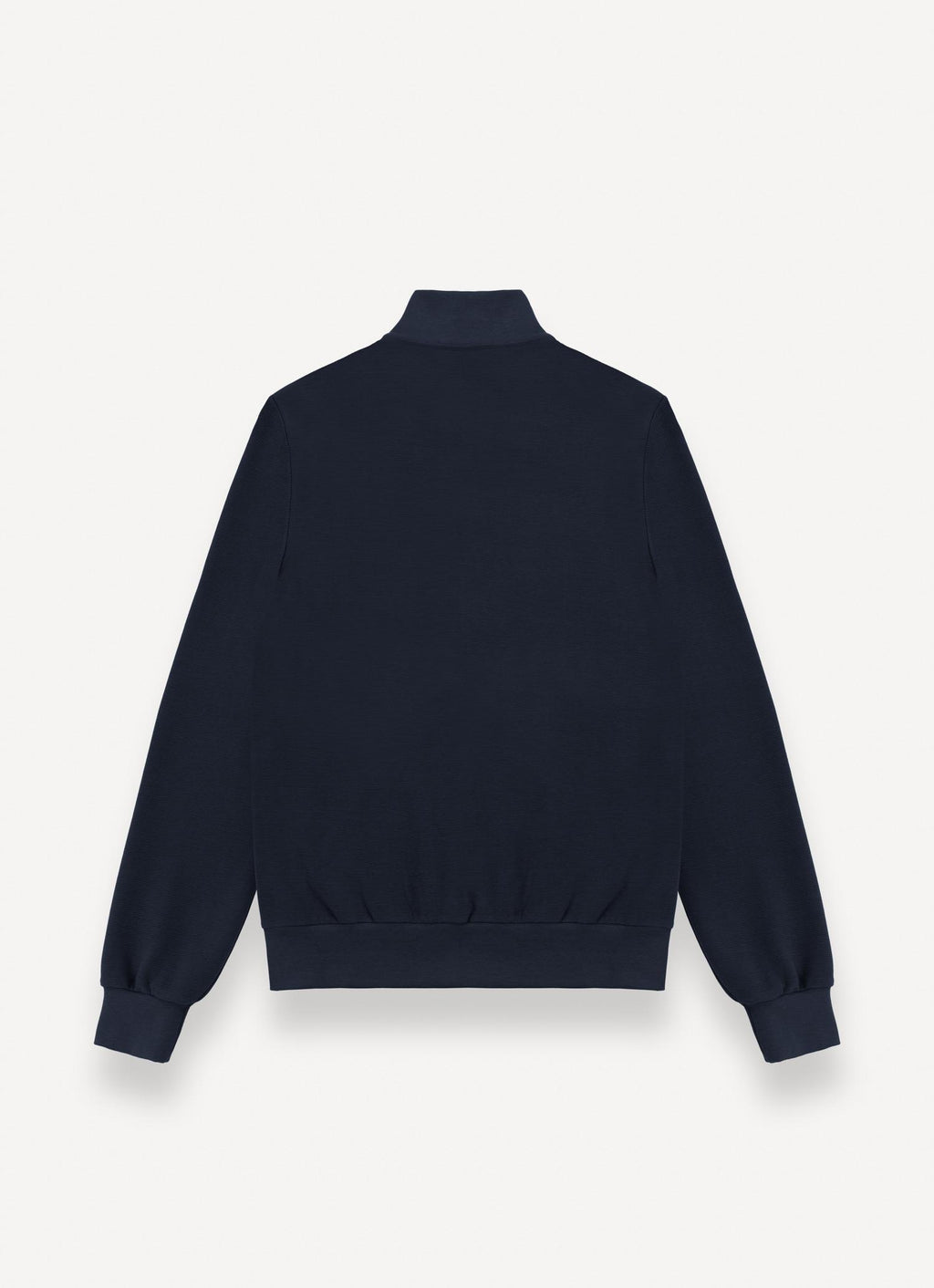 Textured Cotton Blend Full-Zip Sweater NAVY BLUE