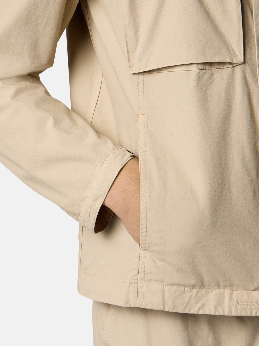 HOODED ORGANIC COTTON CANVAS FIELD JACKET DESERT