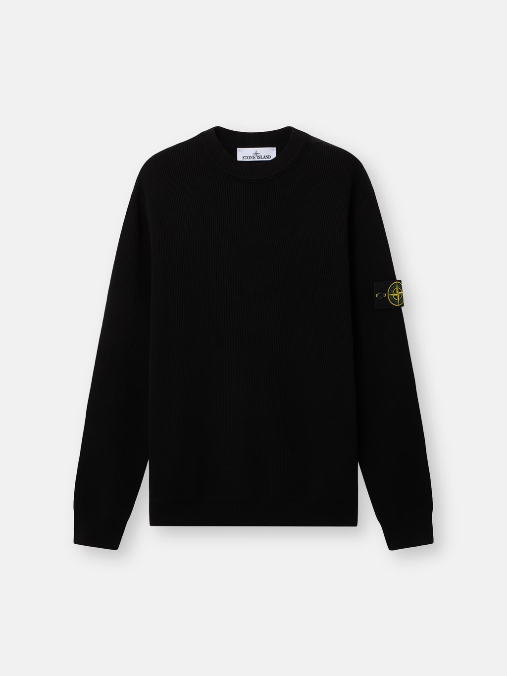 RIBBED KNITTED ORGANIC COTTON SWEATER BLACK