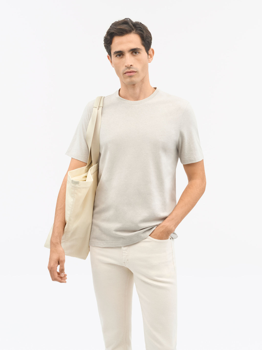 Olaf L Cotton-Linen Blend T-shirt Grey