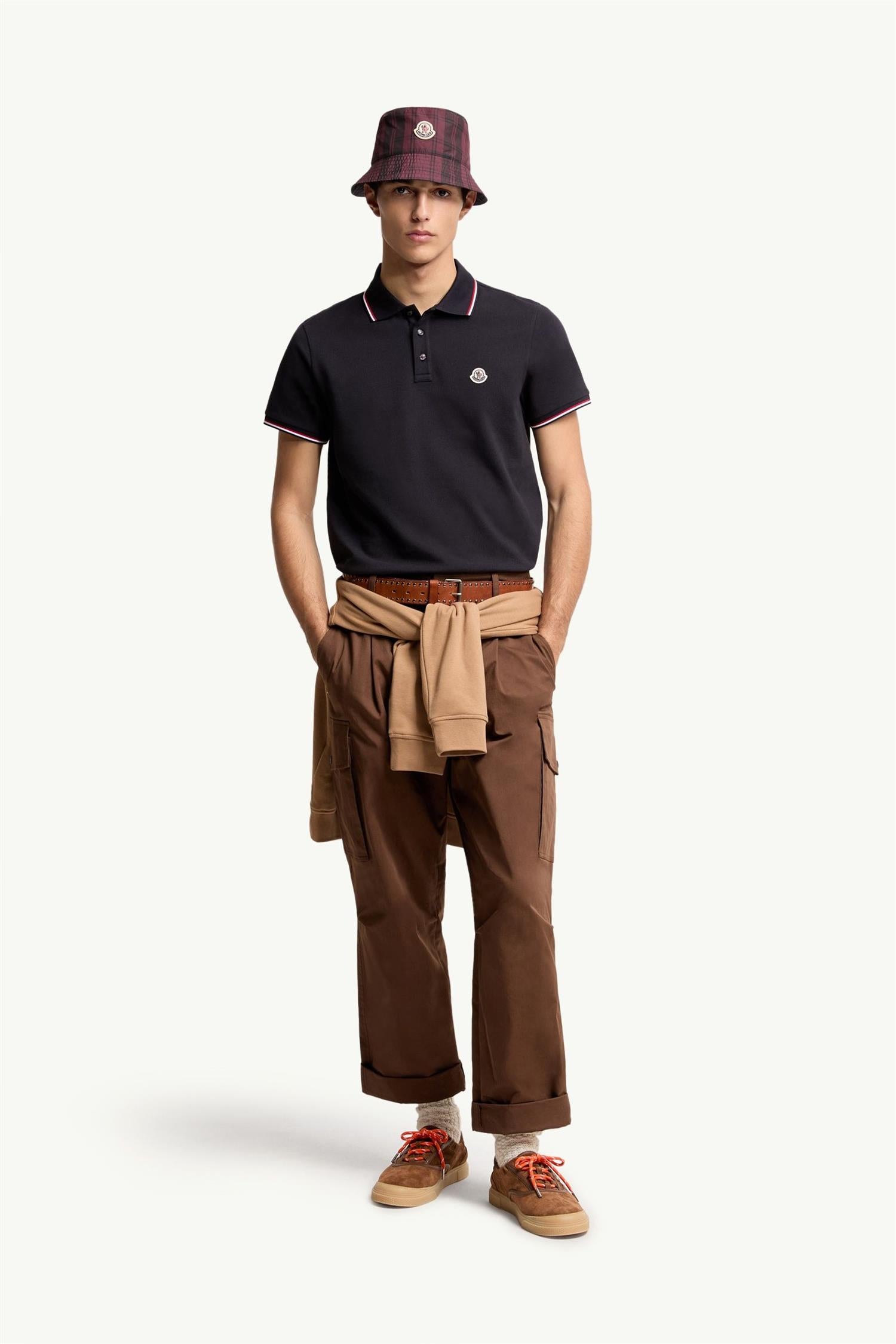 Tricolour Cotton Pique Polo Shirt NAVY