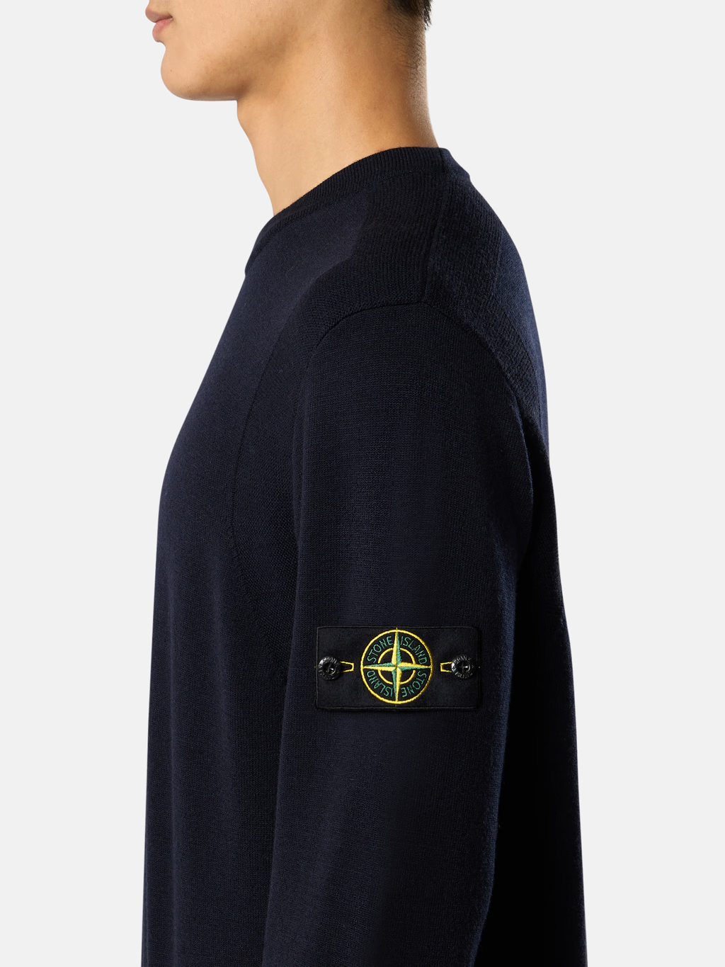 KNITTED STRETCH RWS WOOL SWEATER NAVY