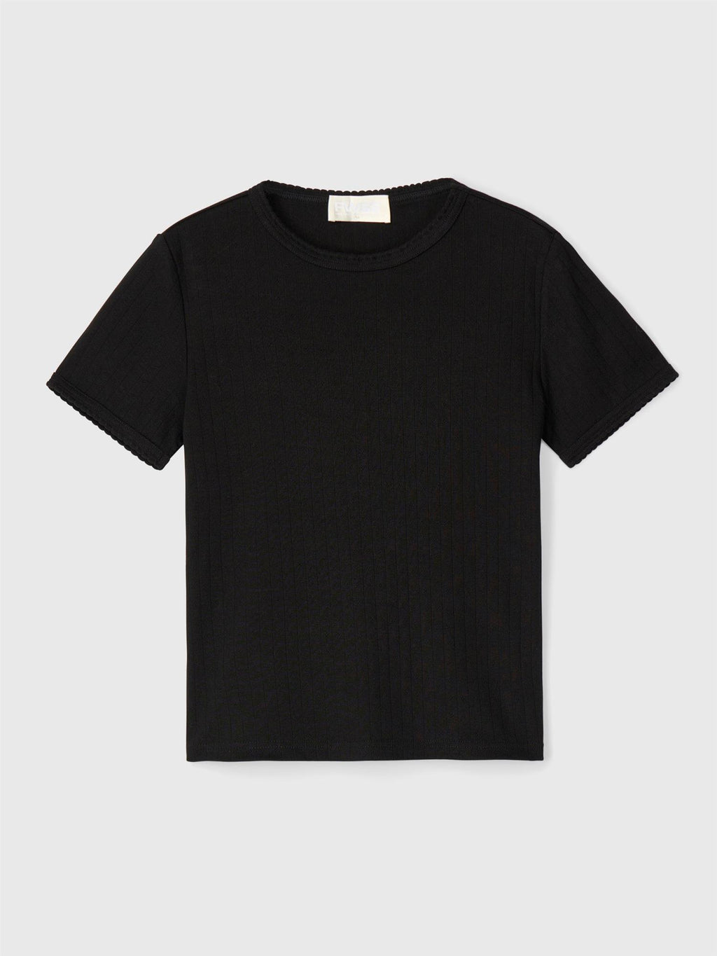 Pointelle Jersey Cap Sleeve T-shirt Jet Black