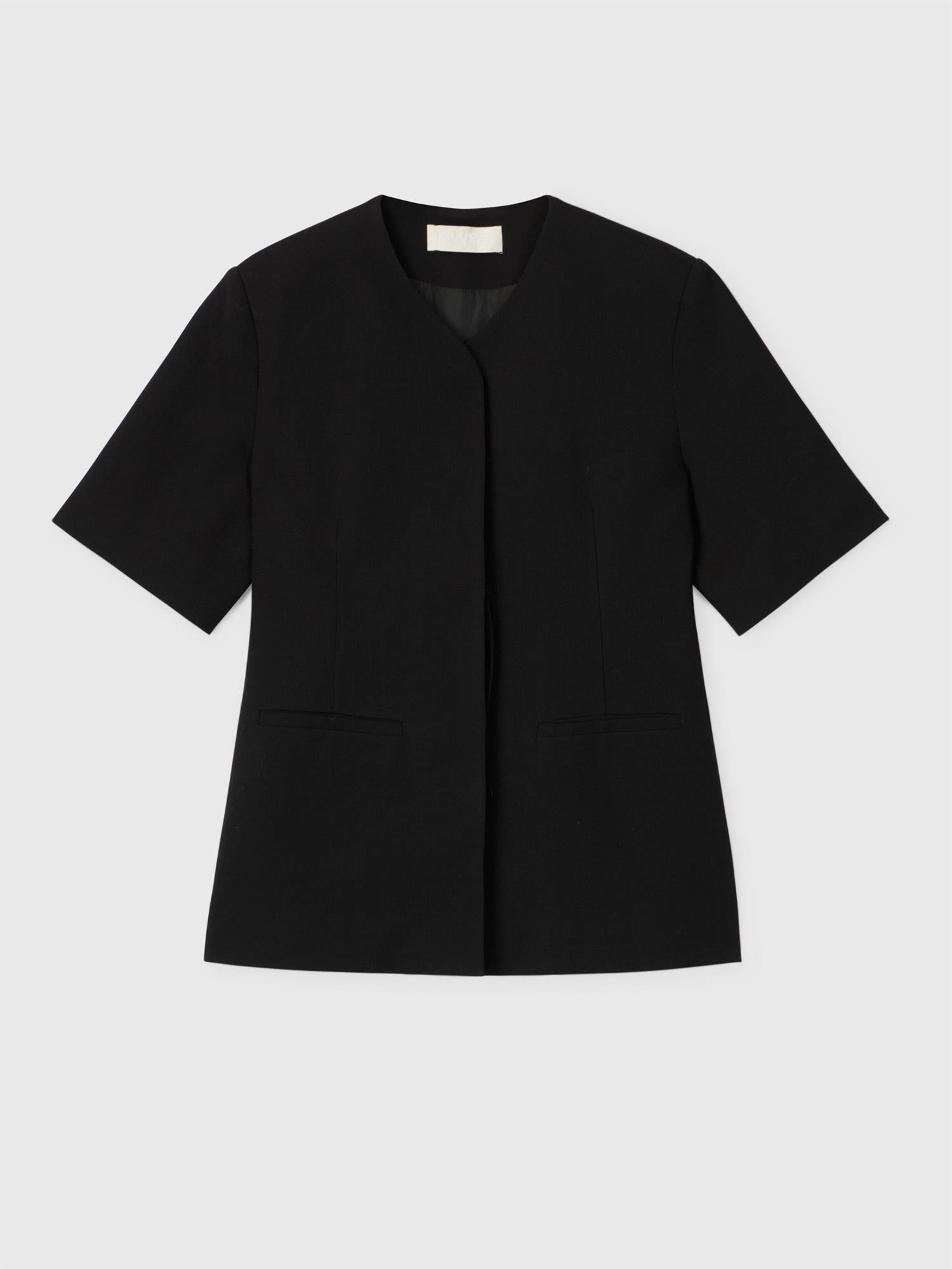 Oxford Blazer Top Jet Black