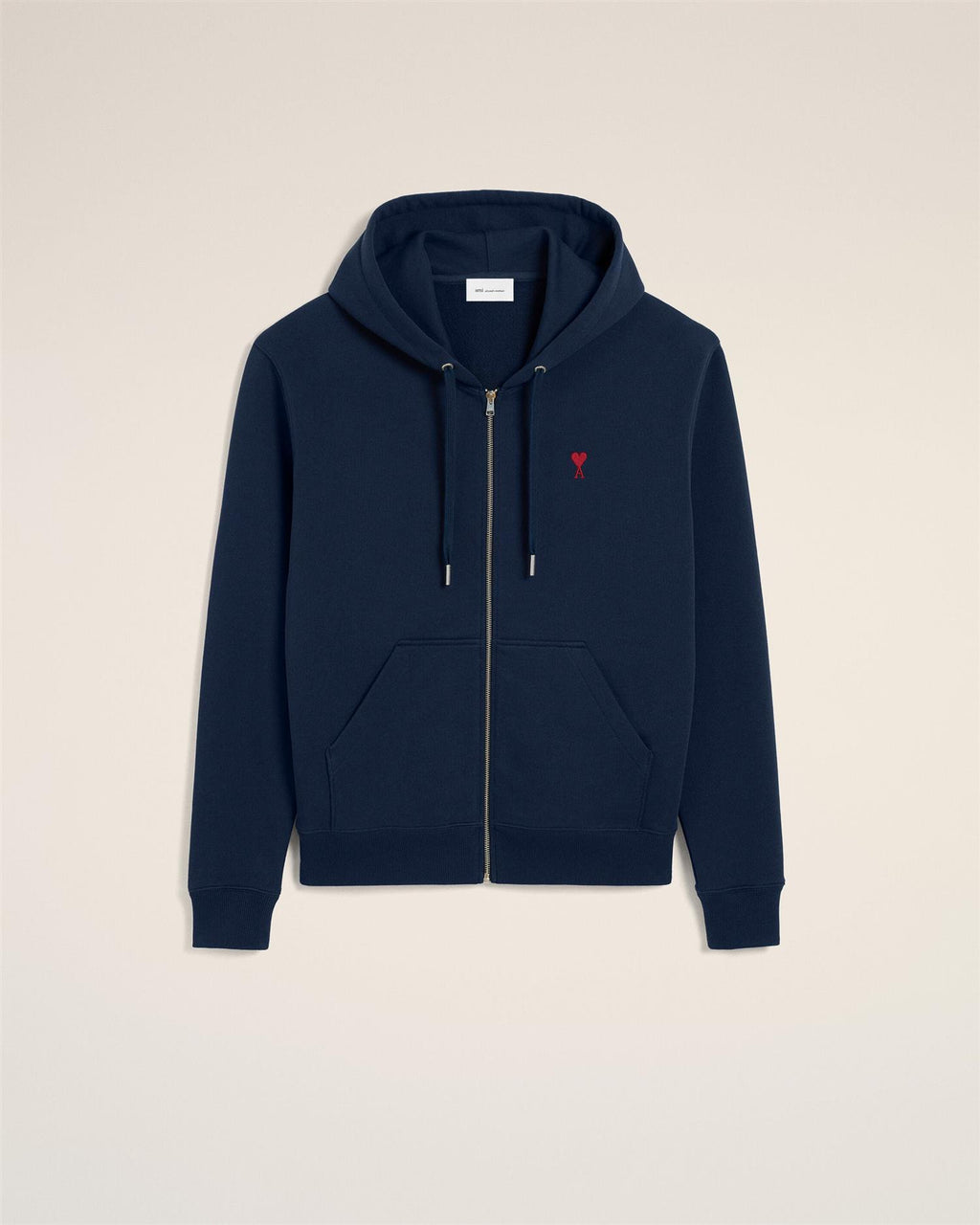 LOOPBACK COTTON AMI DE COEUR ZIP-HOOD NIGHT BLUE