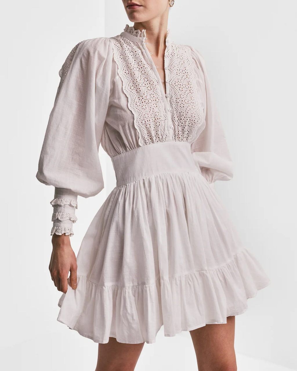 Cotton Slub Mini Dress White