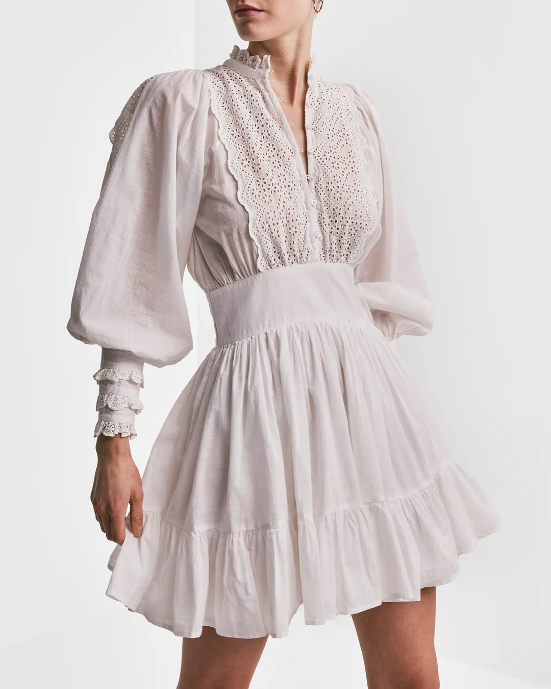 Cotton Slub Mini Dress White