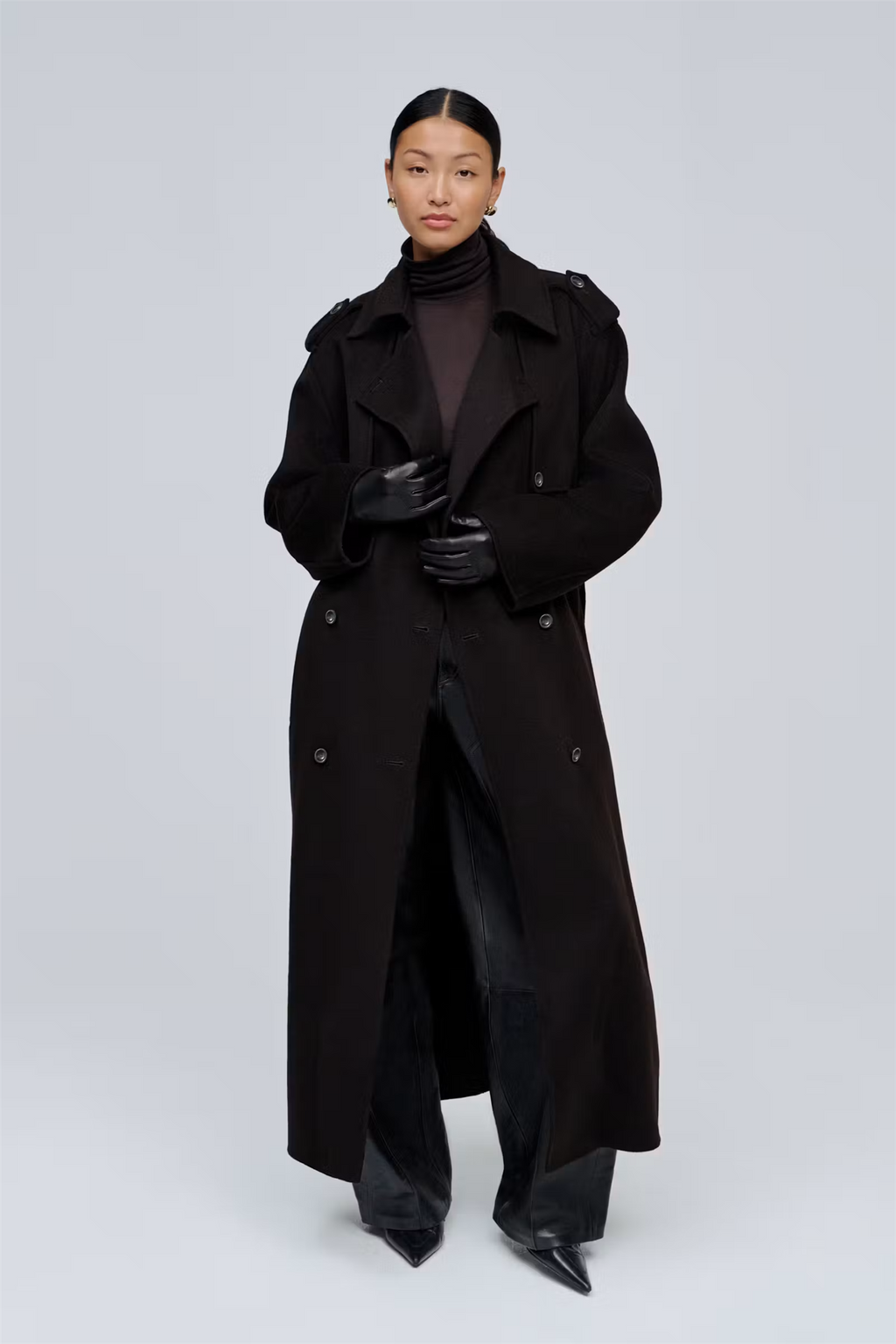 Camerona Long Wool Coat Dark Brown